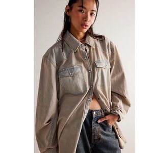 NWT Free People We The Free Short Of It Denim Long-Sleeve